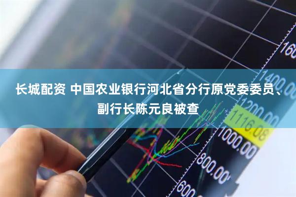 长城配资 中国农业银行河北省分行原党委委员、副行长陈元良被查