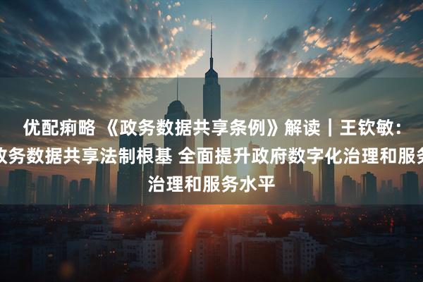 优配痢略 《政务数据共享条例》解读｜王钦敏：夯实政务数据共享法制根基 全面提升政府数字化治理和服务水平